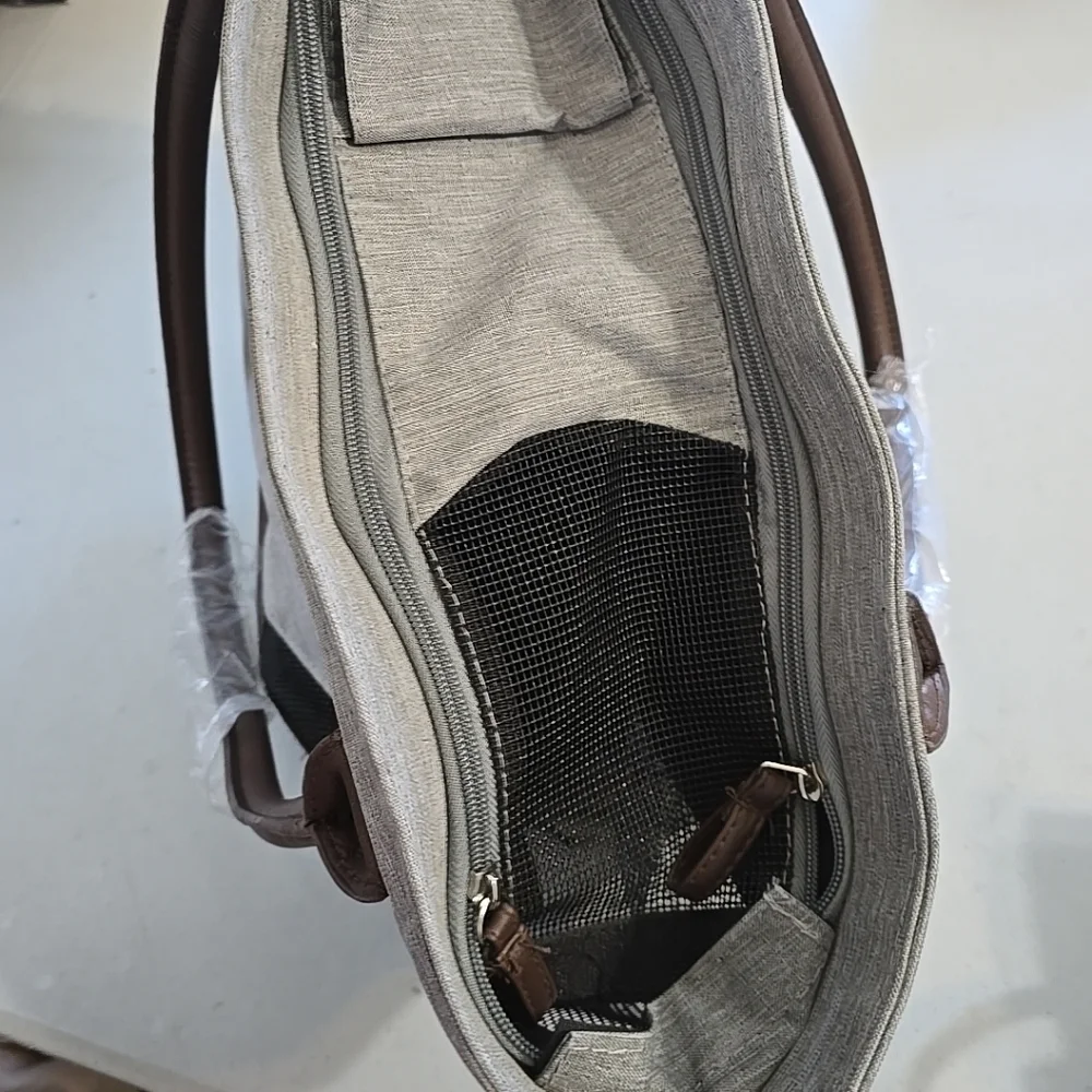 Stylish Brown and Gray Small Animal Pet Carrier Bag New Without Tags